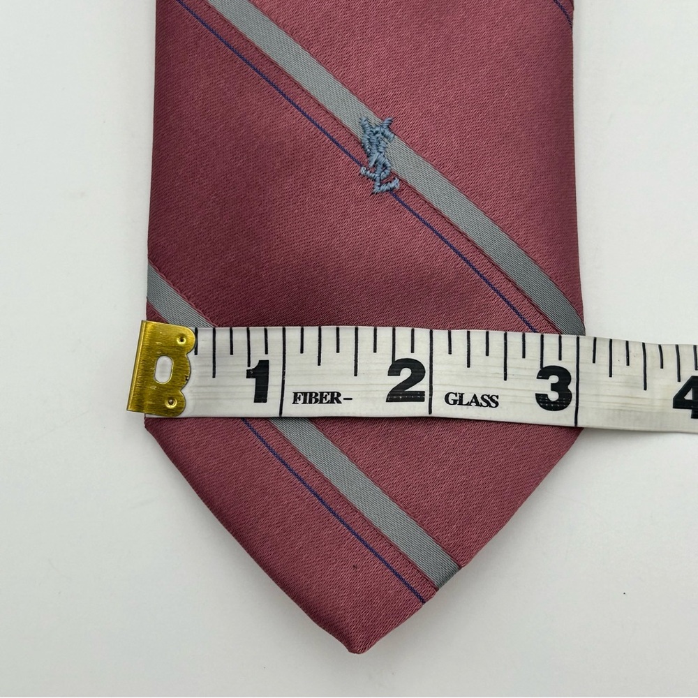 YSL Yves Saint Laurent Necktie 56 in Pin Stripe Pink Gray Monogram Luxe - Picture 5 of 6